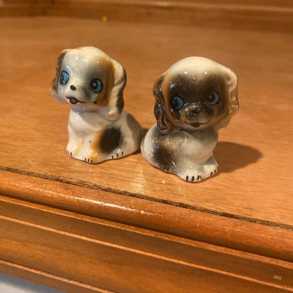 Antique Cavalier King Charles Spaniel Salt and Pepper Shakers from Japan